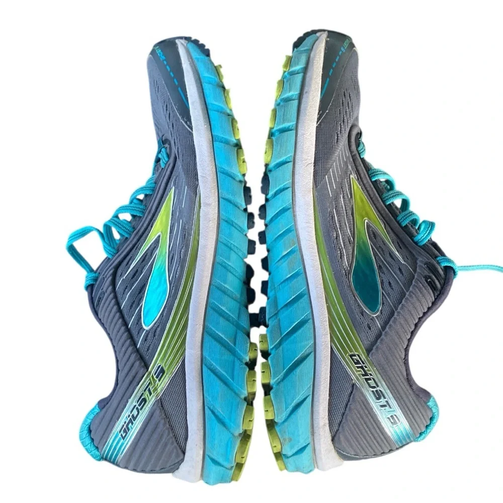 BROOKS Ghost 9 Grey Turquoise Running Athletic Sneakers 1202251B151 Women’s 8.5
